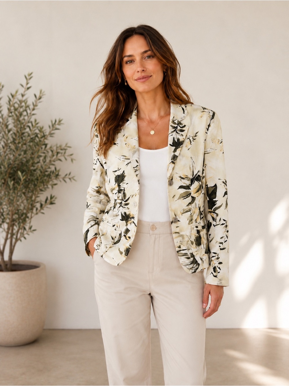 Collection Miss Alliage Textured Floral Canvas Blazer Jacket 8⁠